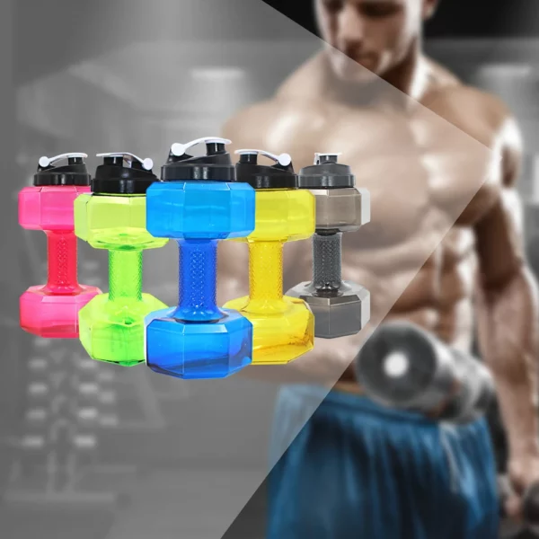 Water Dumbbell Sport Bottle Large Capacity Gym Running	Fitness Bodybuilding Exercise Outdoor Bicycle Camping Cycling Bottle - Image 4