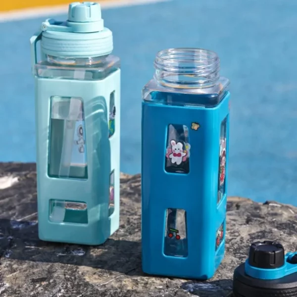 600ML Portable Sports Water Mug Square Outdoor Sports Fitness Plastic Water Bottles Home Travel Adult Kids Drinkware Tools - Image 3