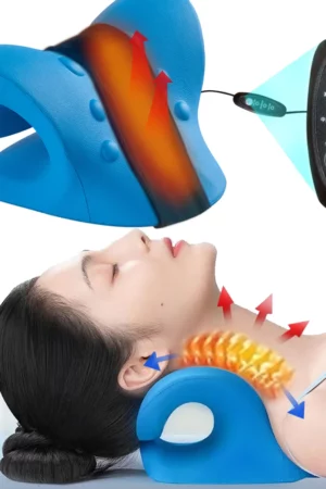 Heated Neck Stretcher for Neck Pain Relief Orthopedic Cervical Traction Device Pillow Heating Shoulder Relaxer Shiatsu Massager