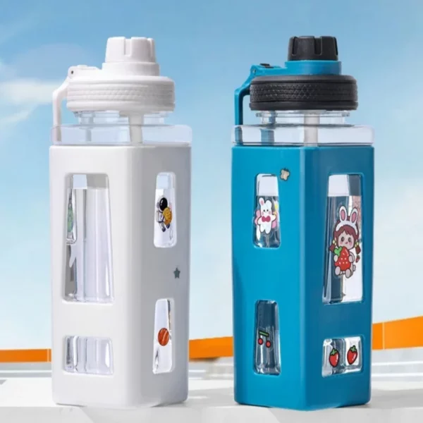 600ML Portable Sports Water Mug Square Outdoor Sports Fitness Plastic Water Bottles Home Travel Adult Kids Drinkware Tools
