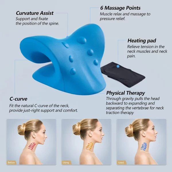 Heated Neck Stretcher for Neck Pain Relief Orthopedic Cervical Traction Device Pillow Heating Shoulder Relaxer Shiatsu Massager - Image 2